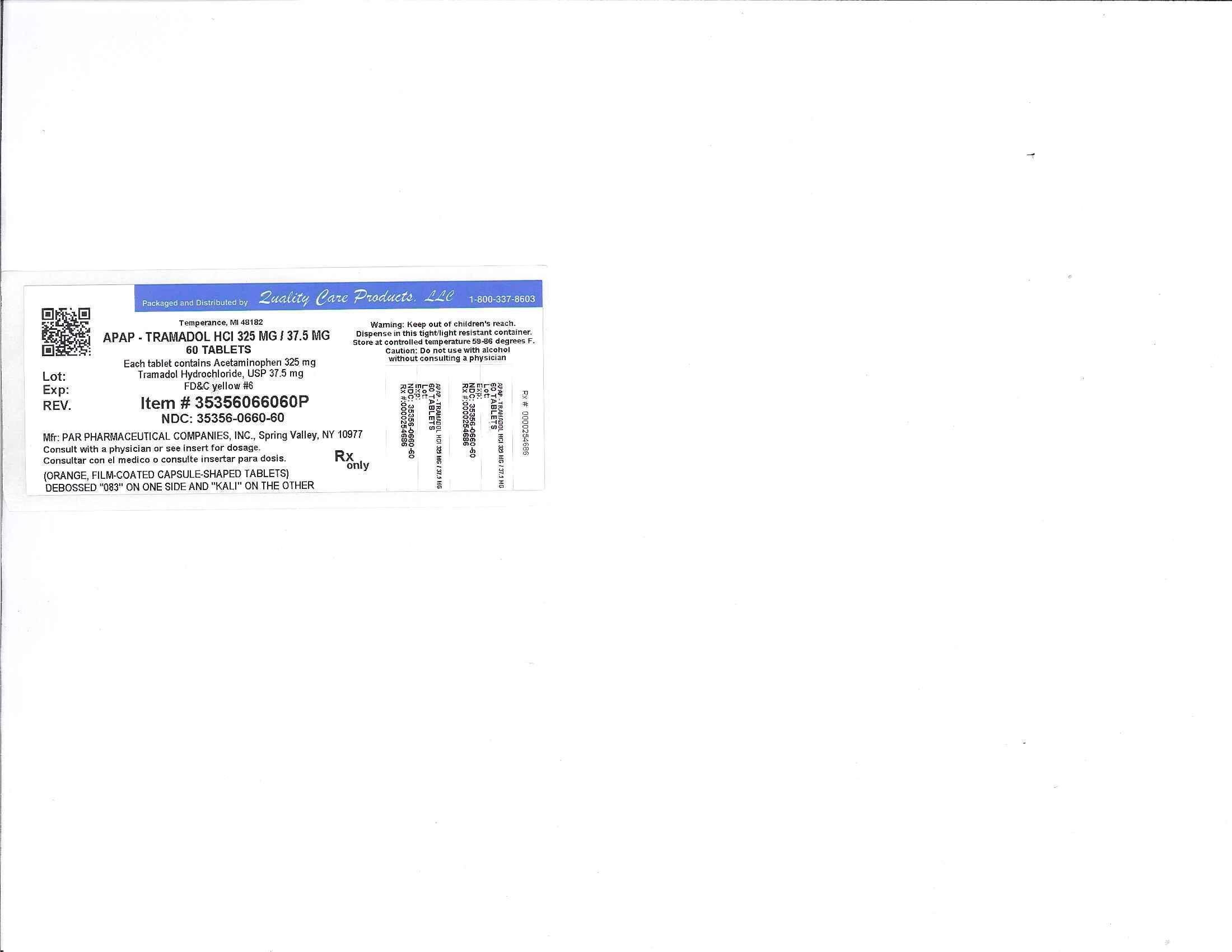 Tramadol hydrochloride and acetaminophen